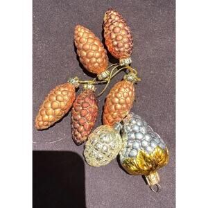 Vintage Martha Stewart & Poland Christmas Pine Cone Gold Ornaments -OR3